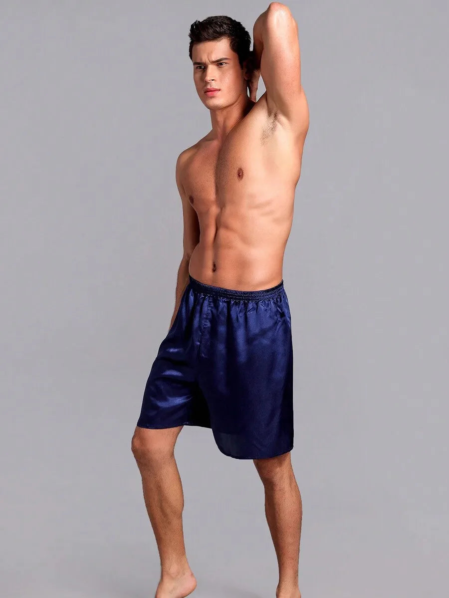 Mens Loose Ice Silk Shorts Summer Lounge Pajama Bottoms Comfortable Home Wear