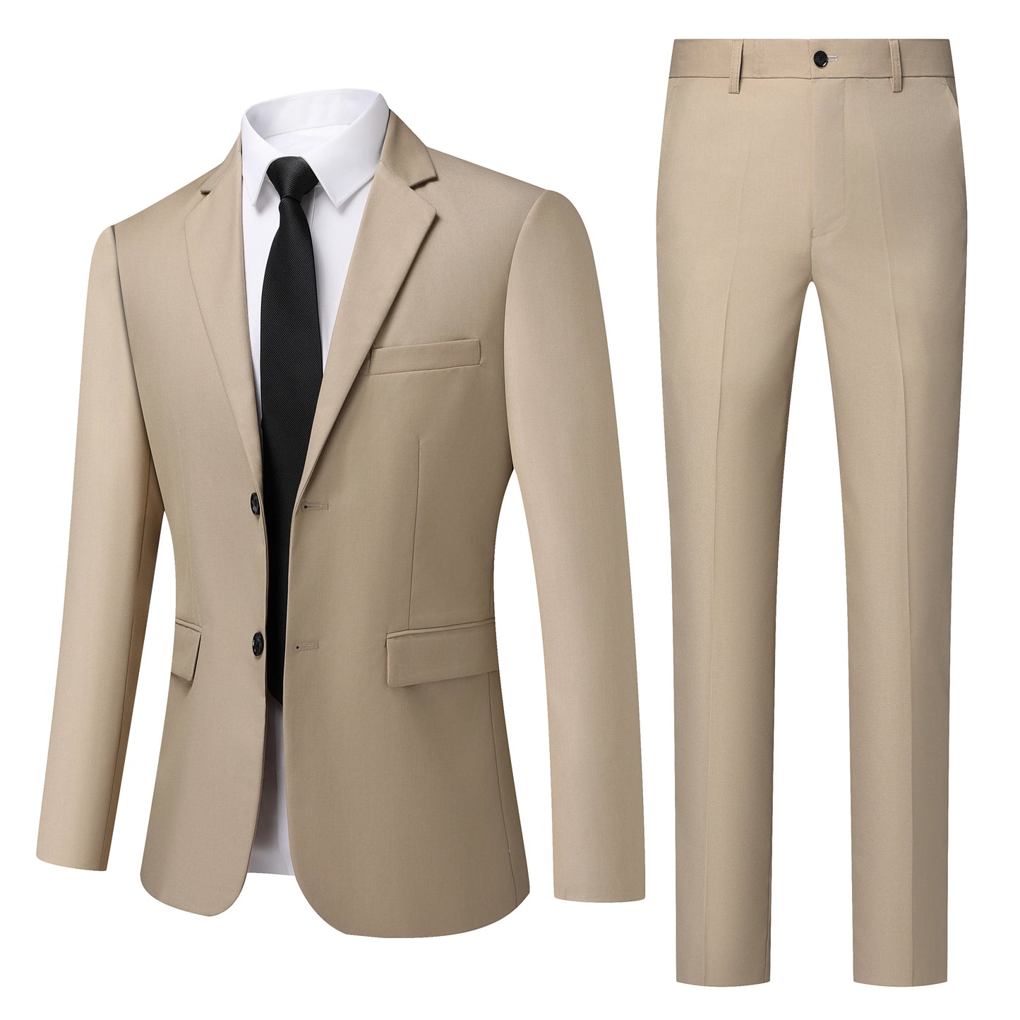 Men's Four Seasons Slim Fit Two Piece Suit Anti Wrinkle Polyester