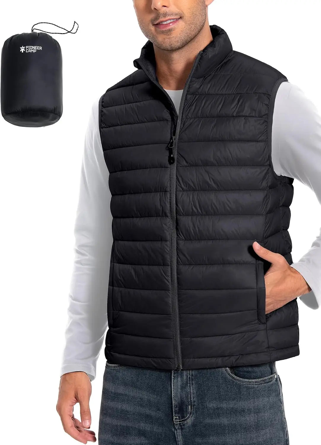 Pioneer Camp Men's Lightweight Packable Water Repellent Puffer Vest