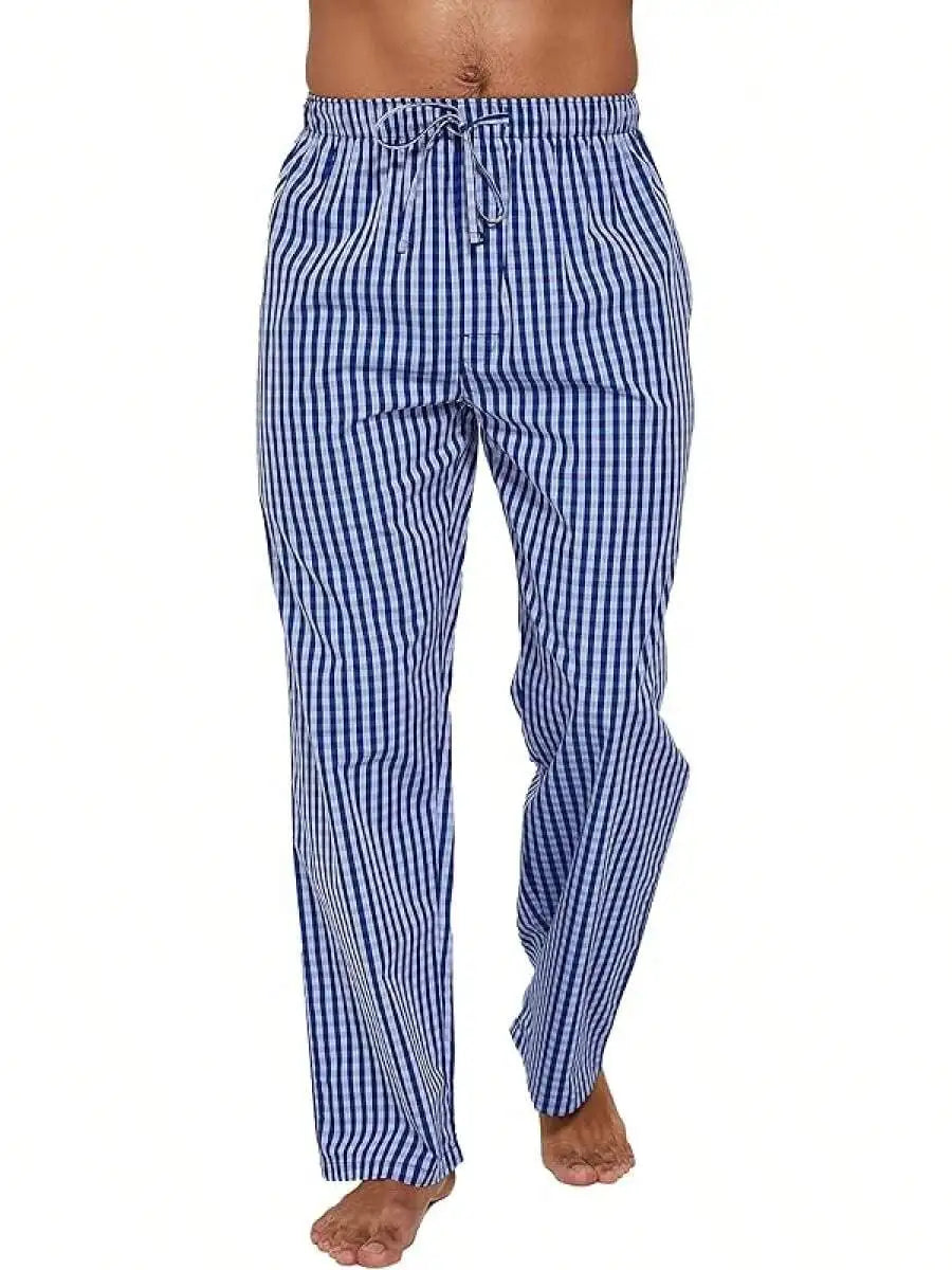 Mens 100% Cotton Plaid Woven Pajama Pants Sleep Lounge Pants