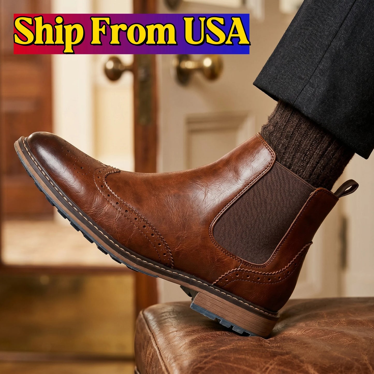 Hecrafted Chelsea Boots Men Ankle Casual Retro Fashion