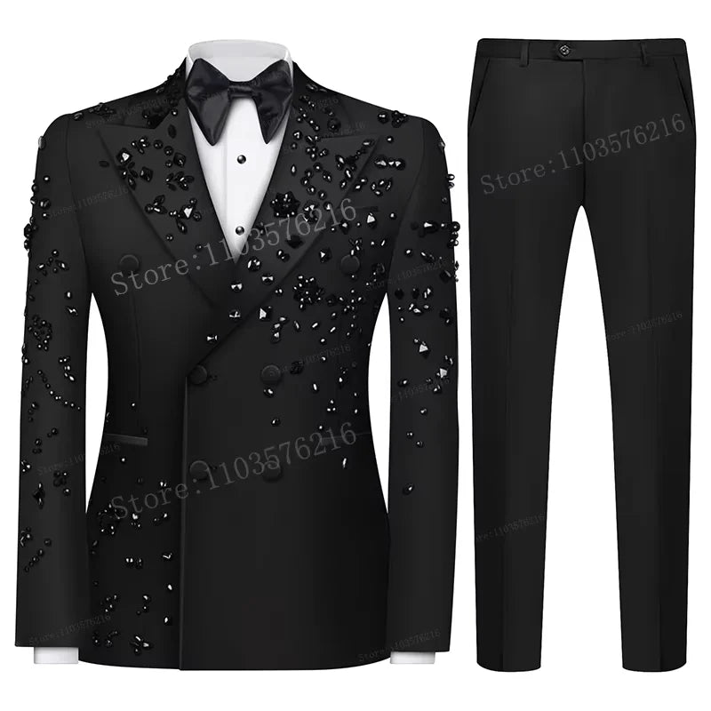 Olibexley Slim Fit Double Breasted Tuxedo For Wedding Groom