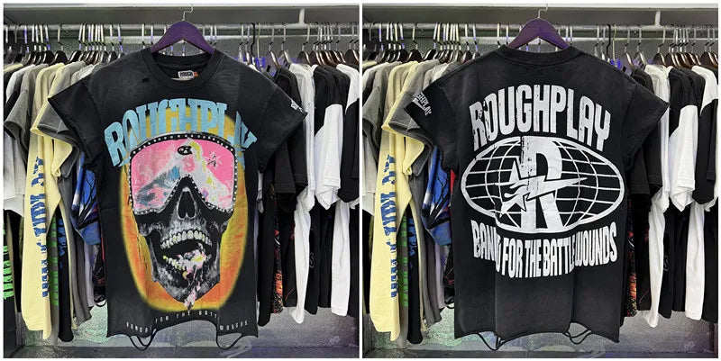 New Y2K Rough Play SoleBoy Vest T-shirts 100% cotton Men Women half Sleevless Pure Cotton American Retro Black Oversized T Shirt Street trendy T-shirt