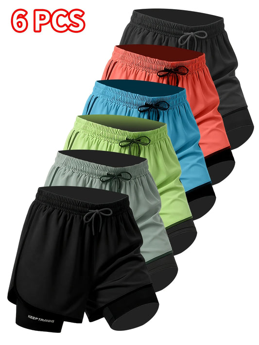 Winthunder Mens Fitness Shorts 6 Pack Breathable Sweat Absorbing
