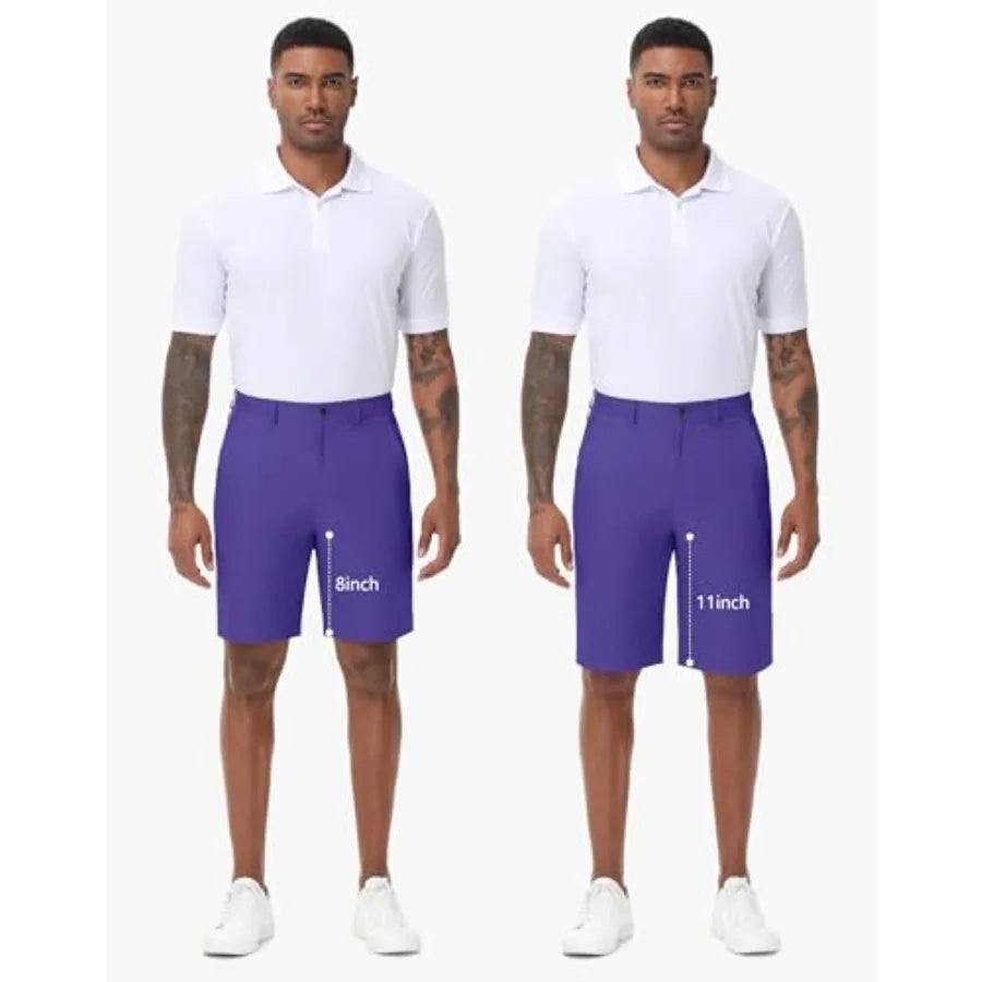 Men's Golf Shorts Stretch Quick Dry Flat Front Hybrid With Zip Pocket