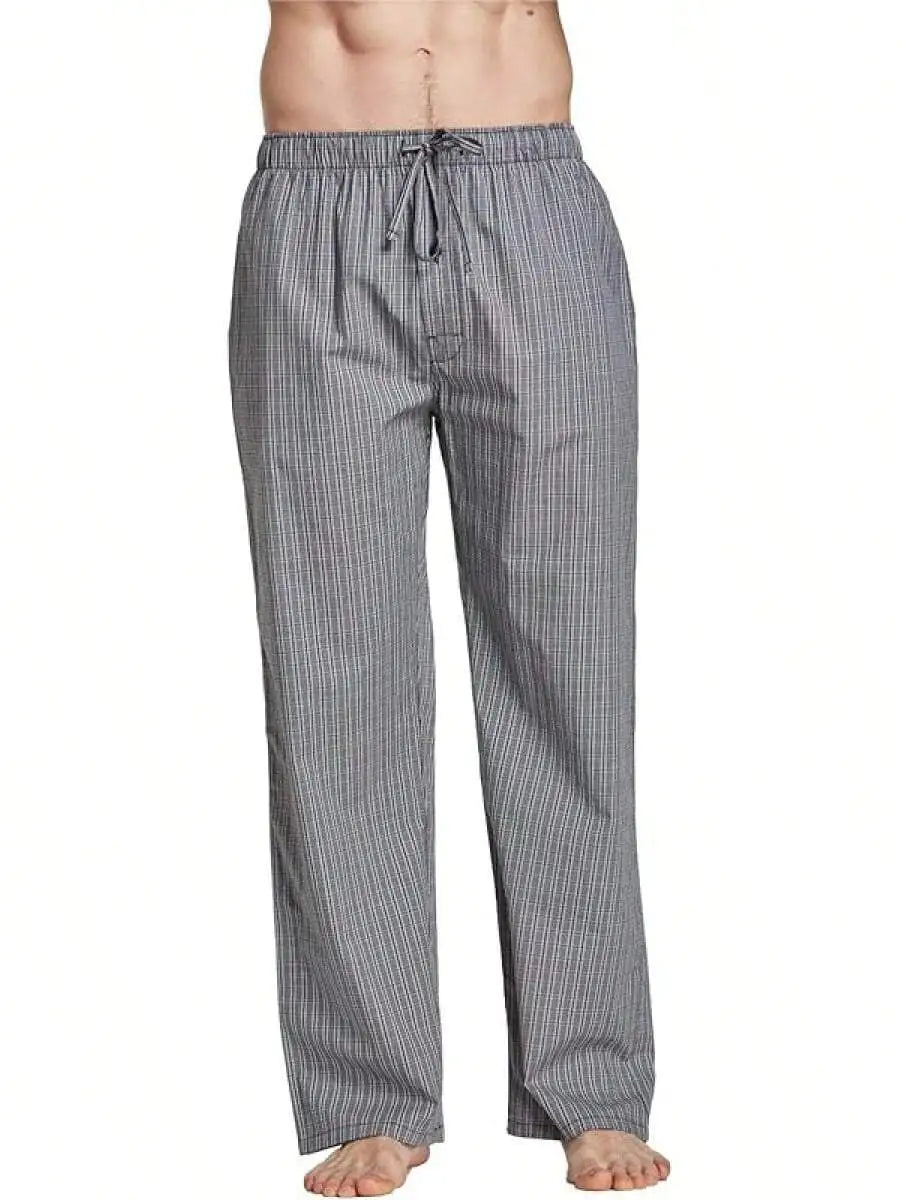 Mens 100% Cotton Plaid Woven Pajama Pants Sleep Lounge Pants