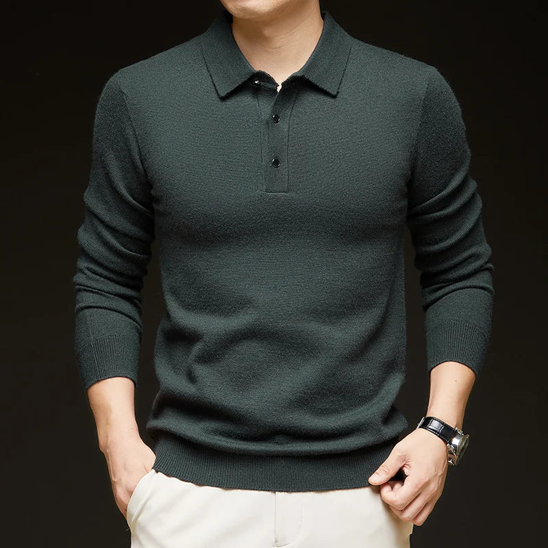 Mens Wool Knit Pullover Sweater Casual Loose Fit Autumn Winter
