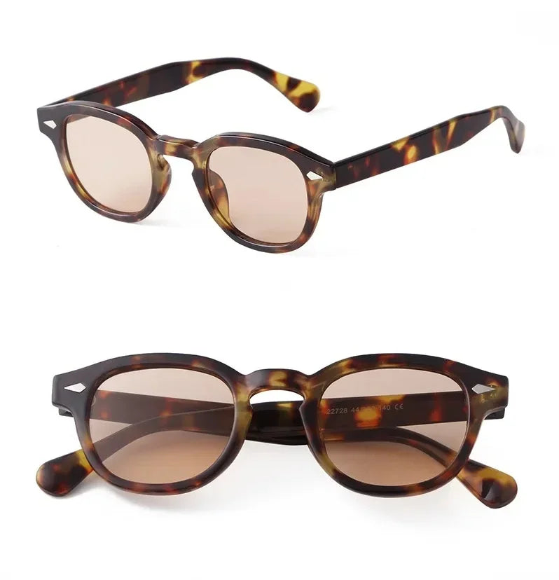 RPXBGUCKARHG Vintage Shell Round Sunglasses Unisex UV400 Rivet Design