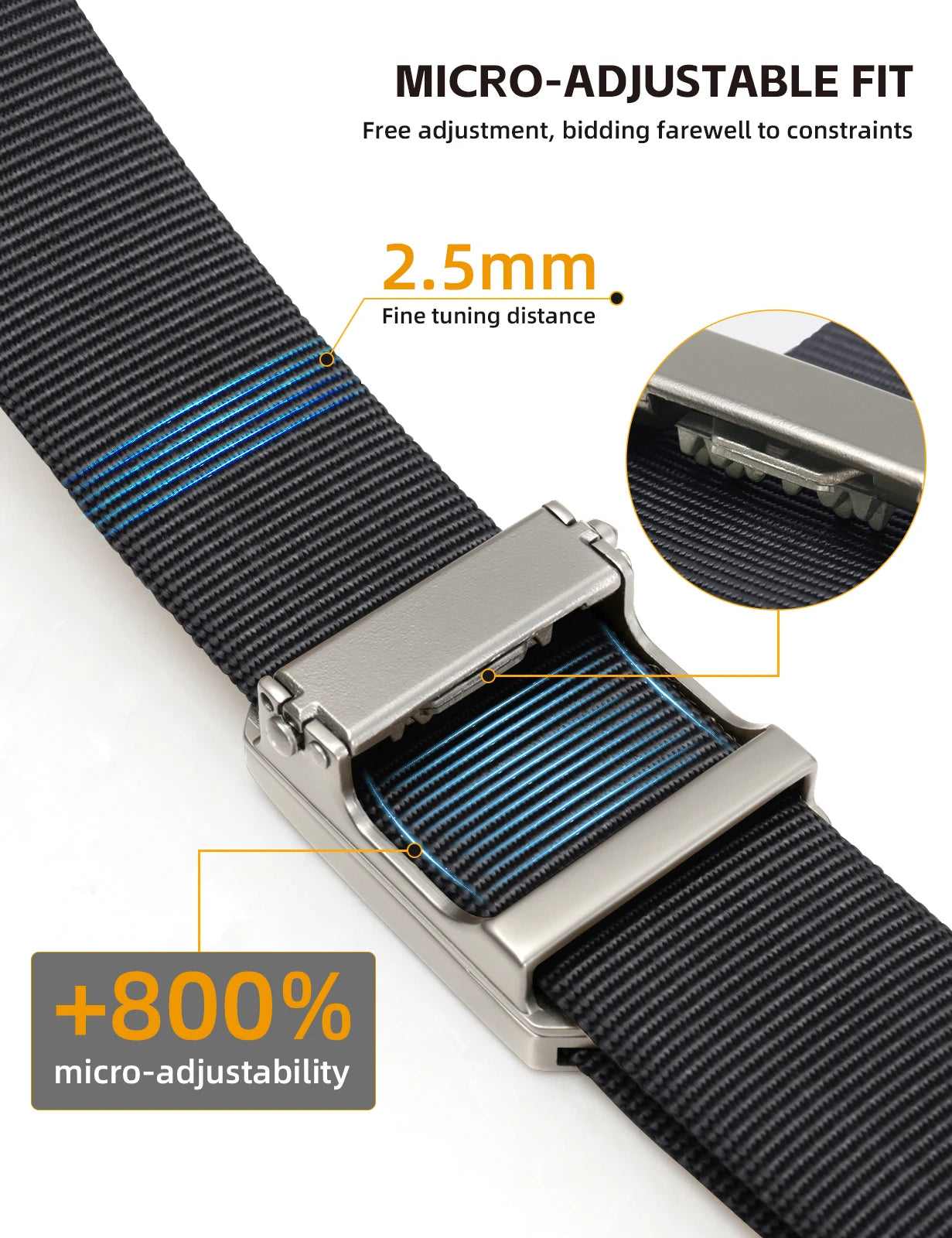 IDOGEAR Men's Ratchet Belt No Holes Slide Buckle Tactical Casual
