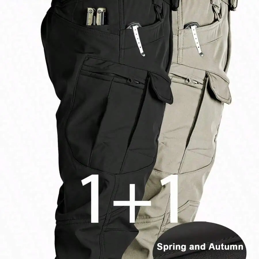 Mens Cargo Pants Elastic Waist 2 Pack Multi Pocket Breathable