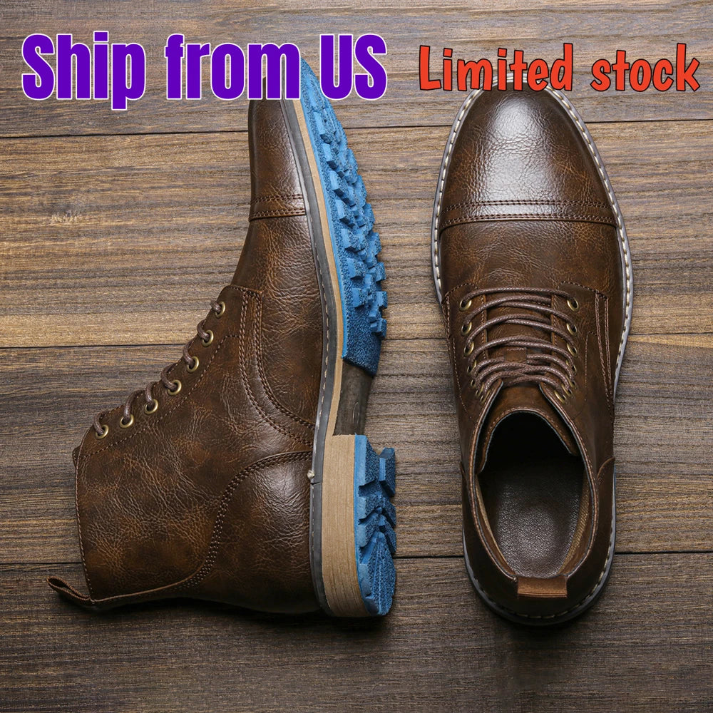 Hecrafted Men's Ankle Boots With Zip Closure Comfortable Fit
