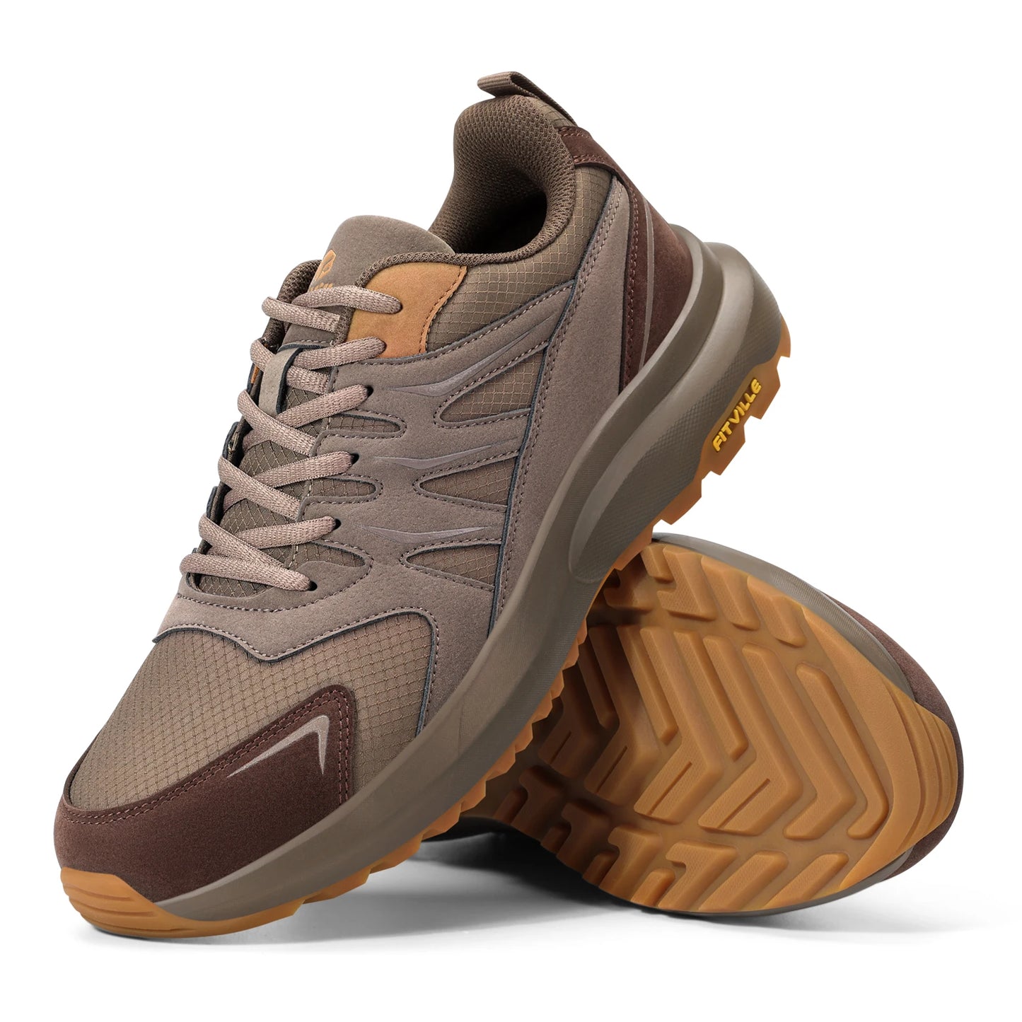 FitVille Mens Hiking Running Sneakers With Built In Arch Support
