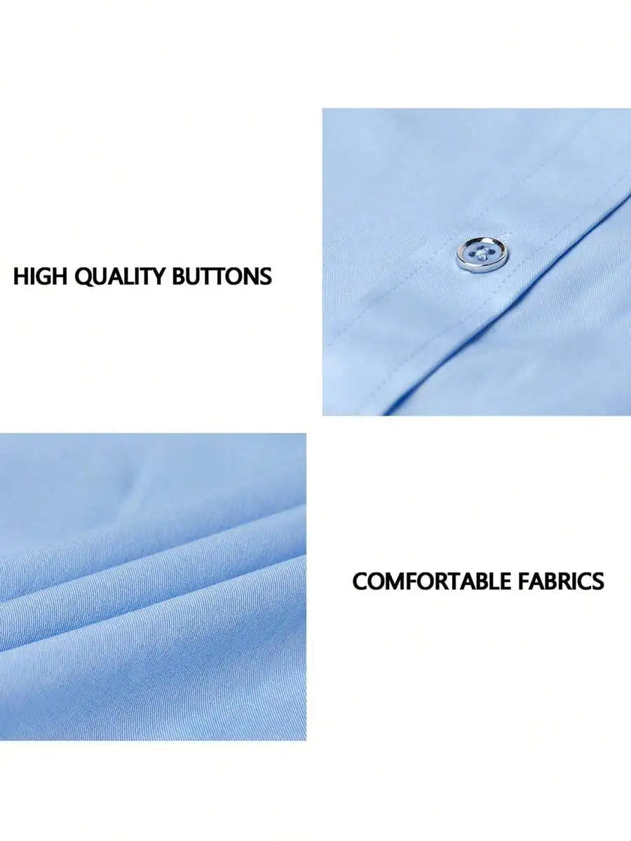 Mens Long Sleeve Button Down Casual Dress Shirt With Contrast Collar