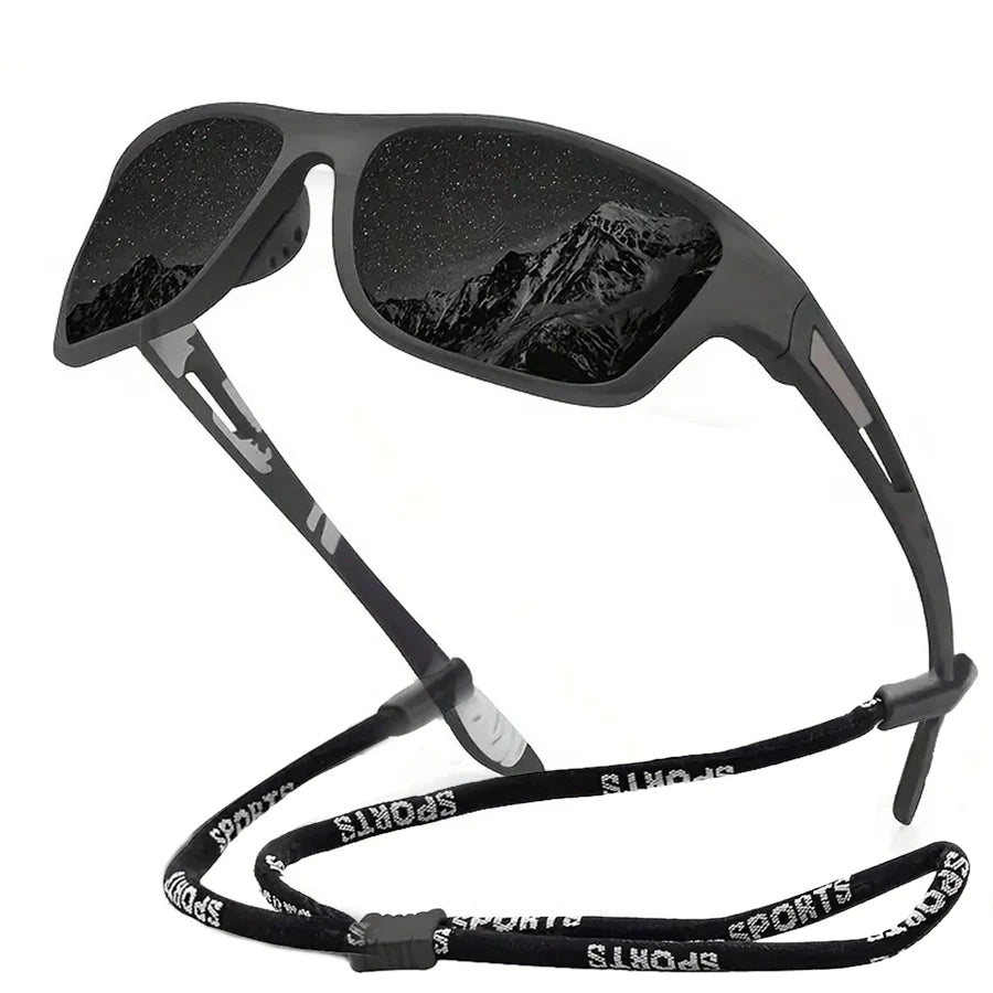 Windproof Outdoor Sports Sunglasses With Rope Strap For Cycling Use