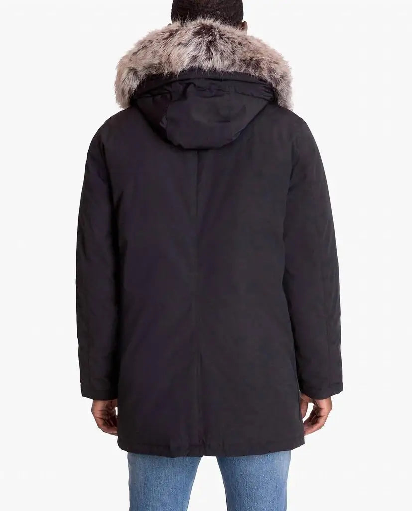 London Fog Men Artic Parka With Removable Faux Fur Trim