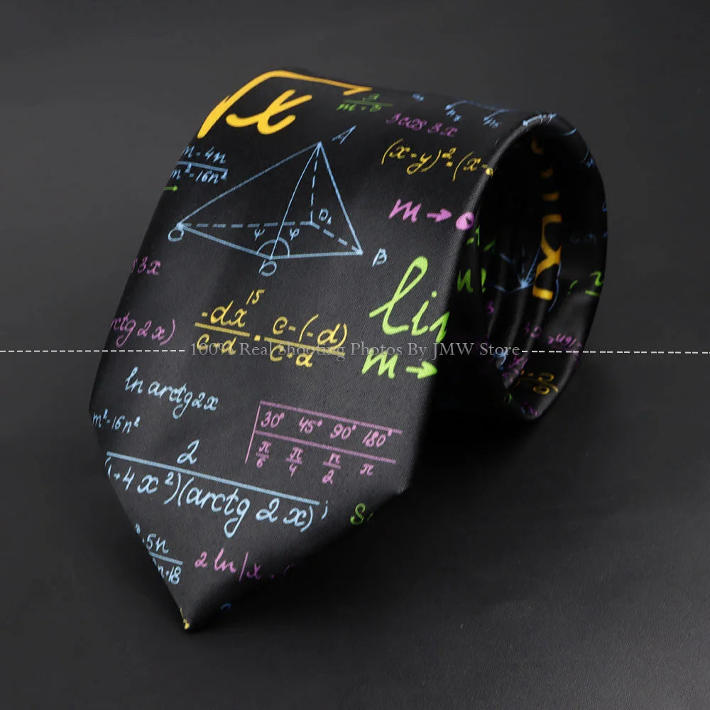 ZLQGOU Mens Polyester Graffiti Maths Fruits Animal Print Necktie