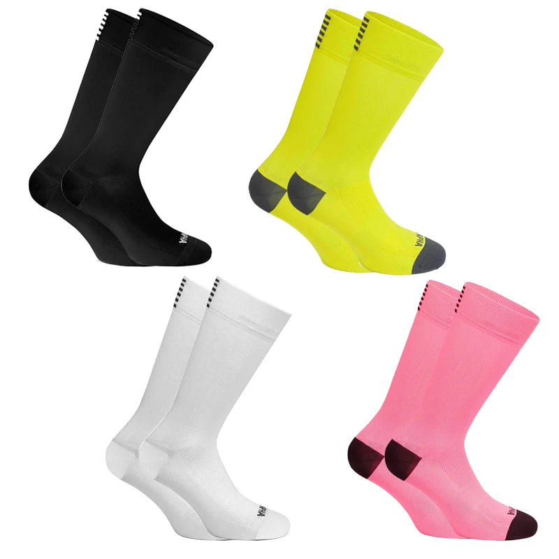 Men Cycling Socks Mesh Breathable Road Bike Socks 4 Pack