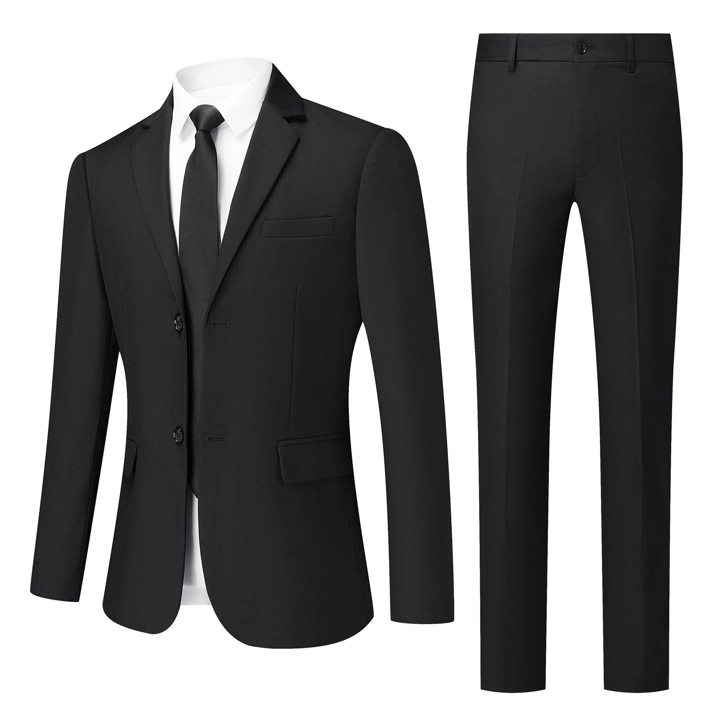 Men's Four Seasons Slim Fit Two Piece Suit Anti Wrinkle Polyester