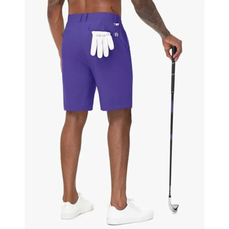 Men's Golf Shorts Stretch Quick Dry Flat Front Hybrid With Zip Pocket