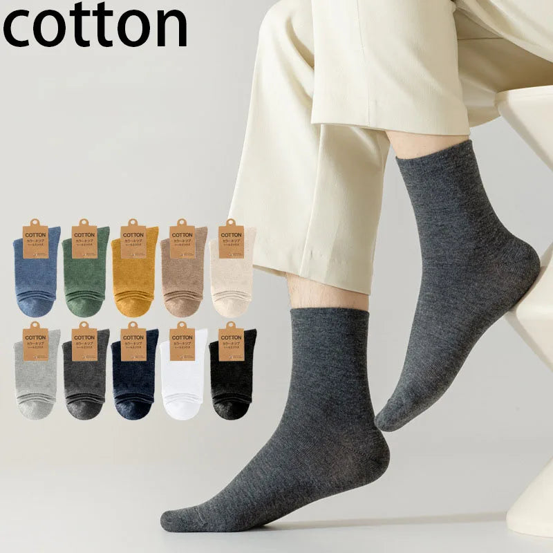 Premium Cotton Men Socks Pack 5 Pairs Breathable Ankle Casual Socks