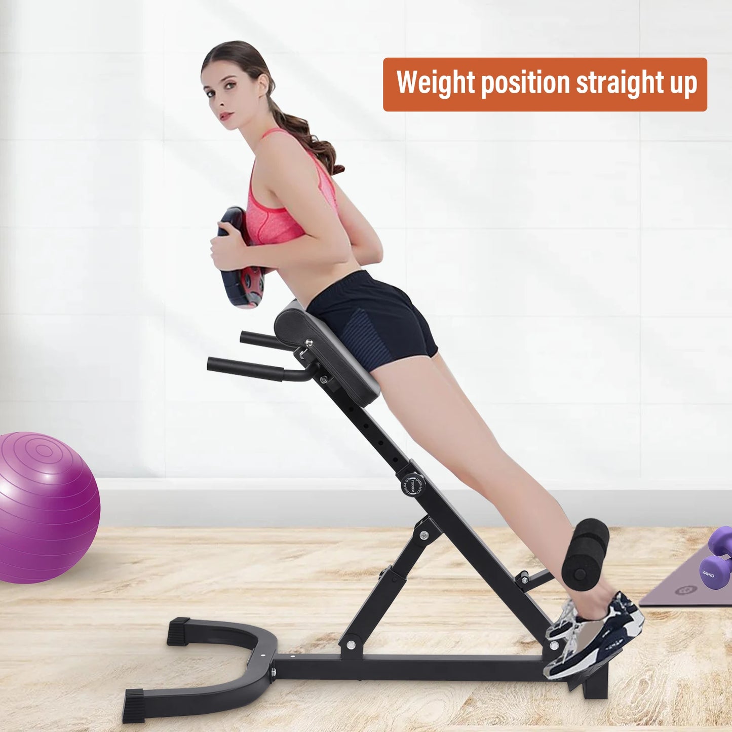 Roman Chair Hyperextension Bench Foldable Sit Up for Core Training