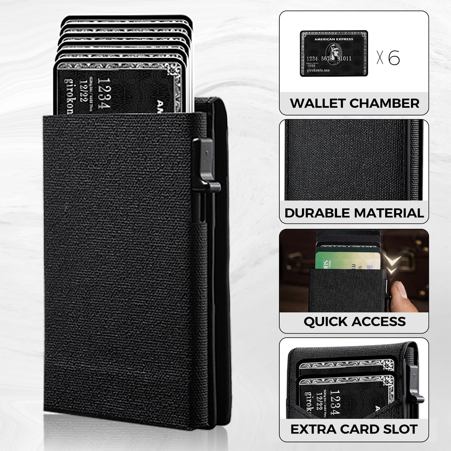 IWANTIT Minimalist Cardholder Wallet With Card Ejector RFID Blocking