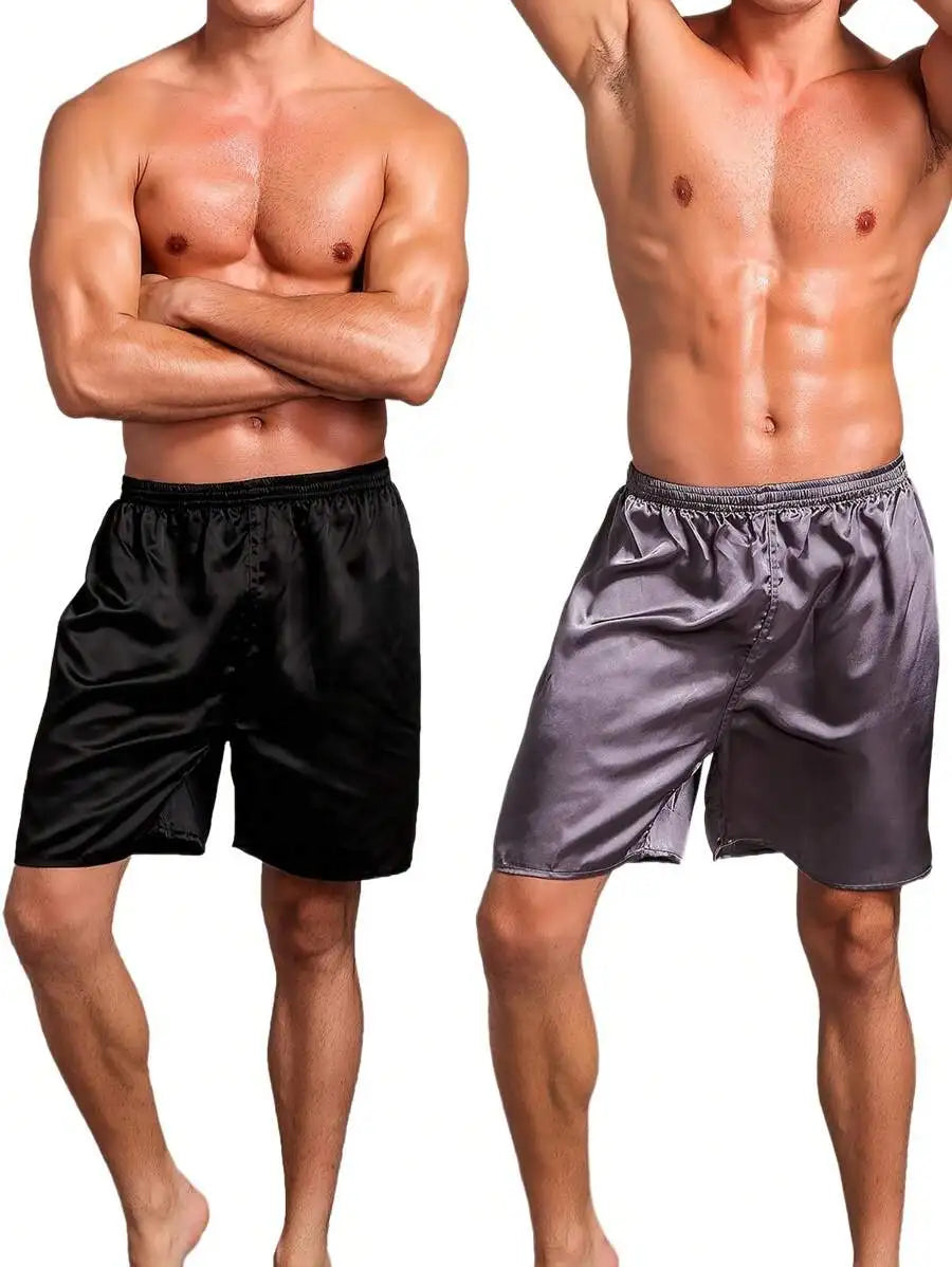 Mens Loose Ice Silk Shorts Summer Lounge Pajama Bottoms Comfortable Home Wear