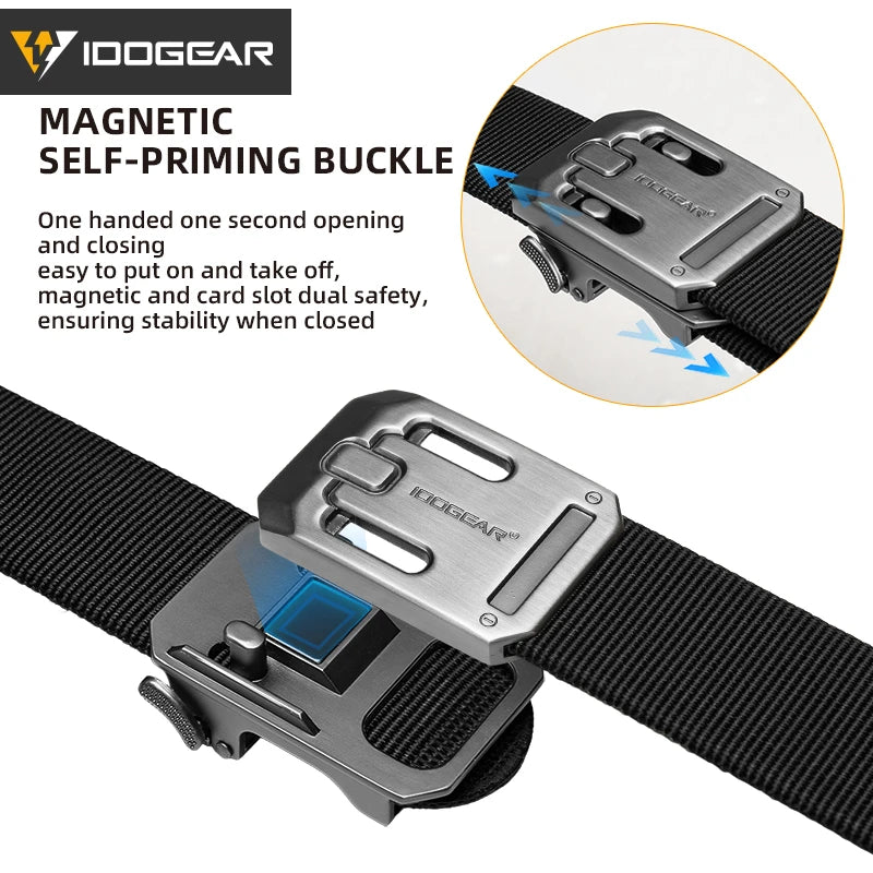 IDOGEAR Men's Ratchet Belt No Holes Slide Buckle Tactical Casual