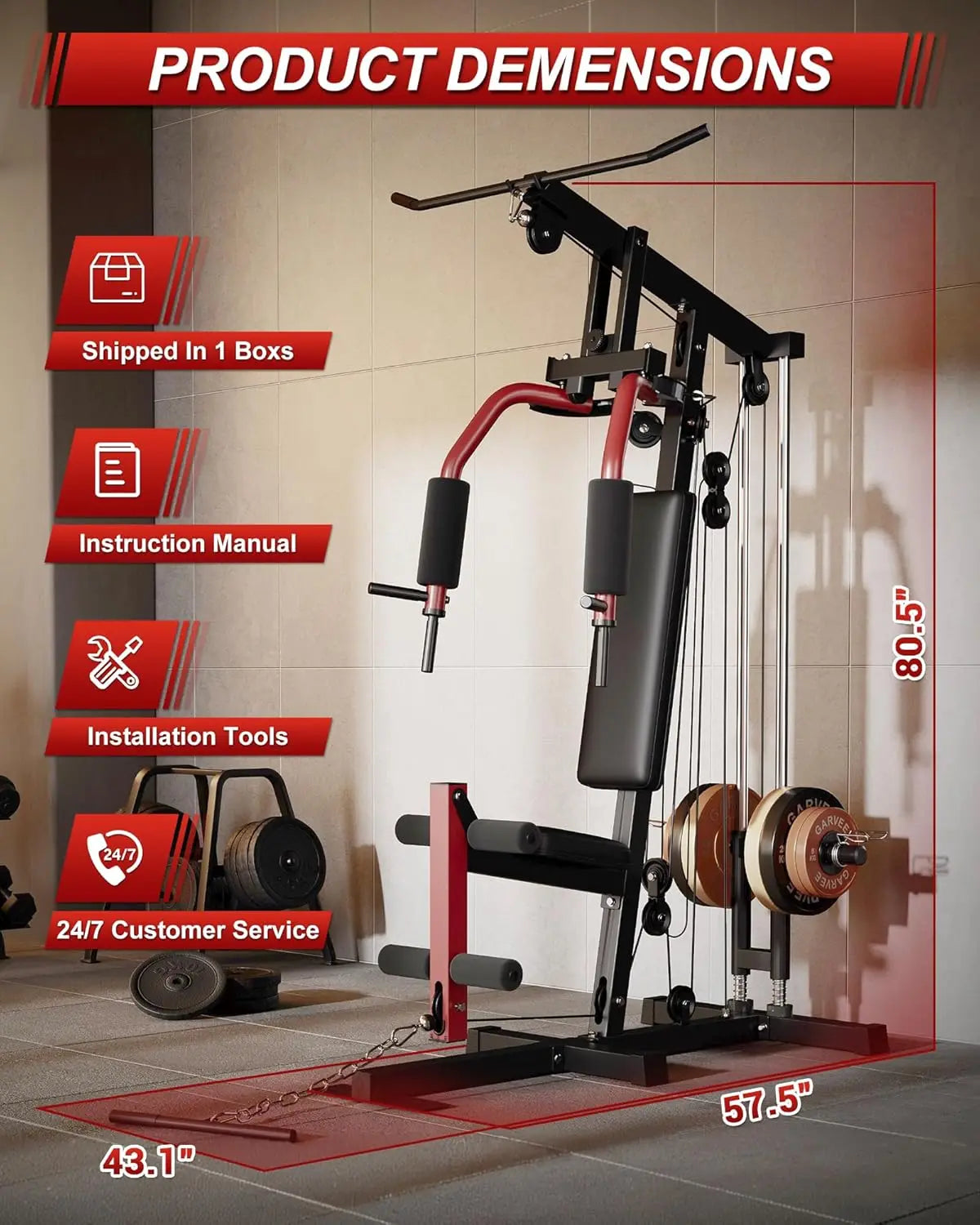 HiMISS Home Gym Machine Chest Press Lat Pulldown AllInOne