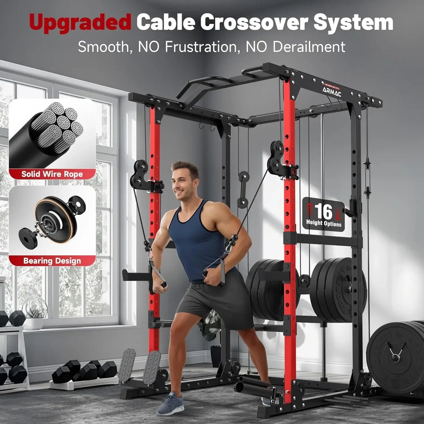 Power Cage 1500lbs Multi-Function Power Rack With Cable Crossover System