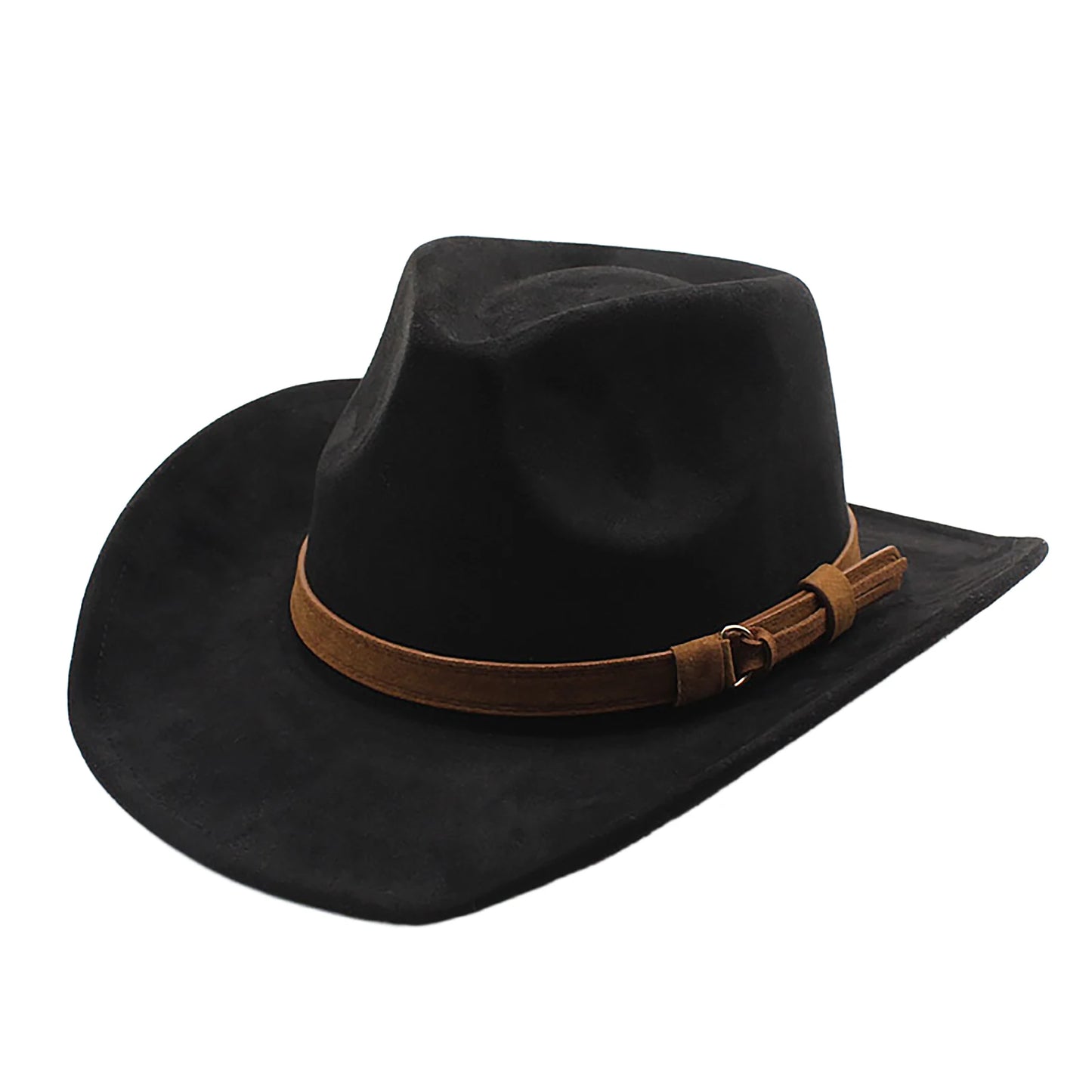 Unisex Faux Suede Western Cowboy Hat With Faux Leather Belt