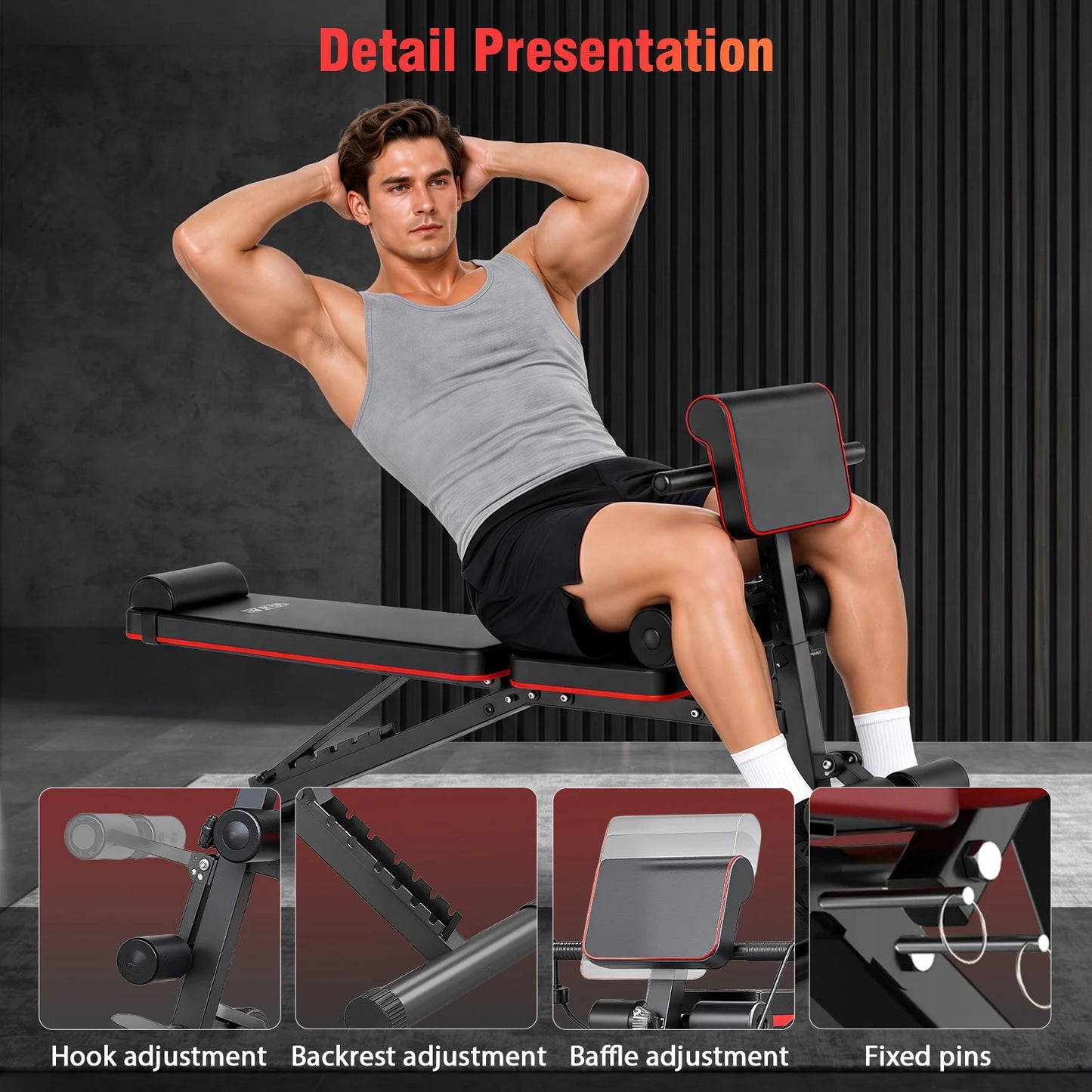 10 In 1 Foldable Weight Bench With Adjustable Incline Decline Dumbbell Bench