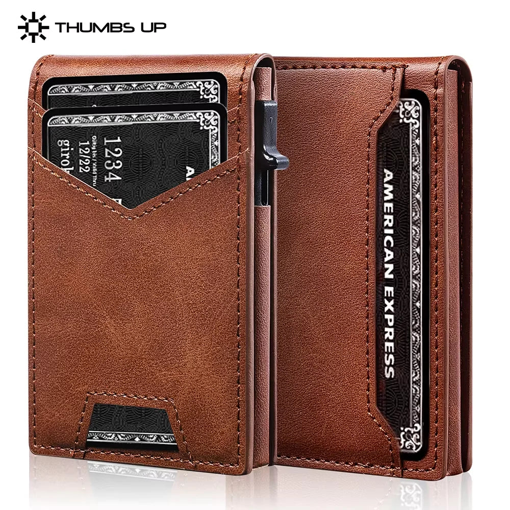 IWANTIT Minimalist Cardholder Wallet With Card Ejector RFID Blocking