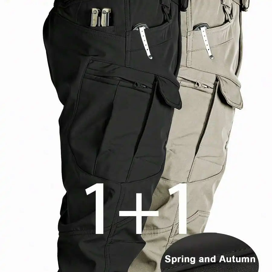Mens Cargo Pants Elastic Waist 2 Pack Multi Pocket Breathable