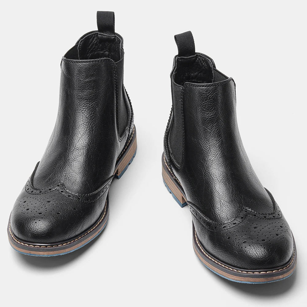 Hecrafted Chelsea Boots for Men Retro Comfortable Leather Ankle Boots