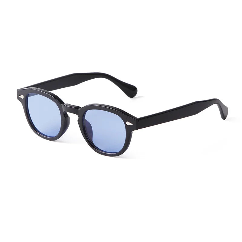 RPXBGUCKARHG Vintage Shell Round Sunglasses Unisex UV400 Rivet Design