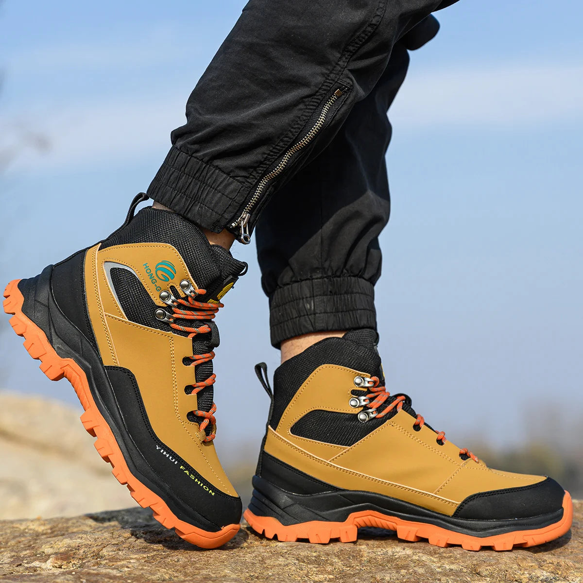 VEIGAR Leather Safety Shoes for Men Steel Toe Anti Puncture Boots