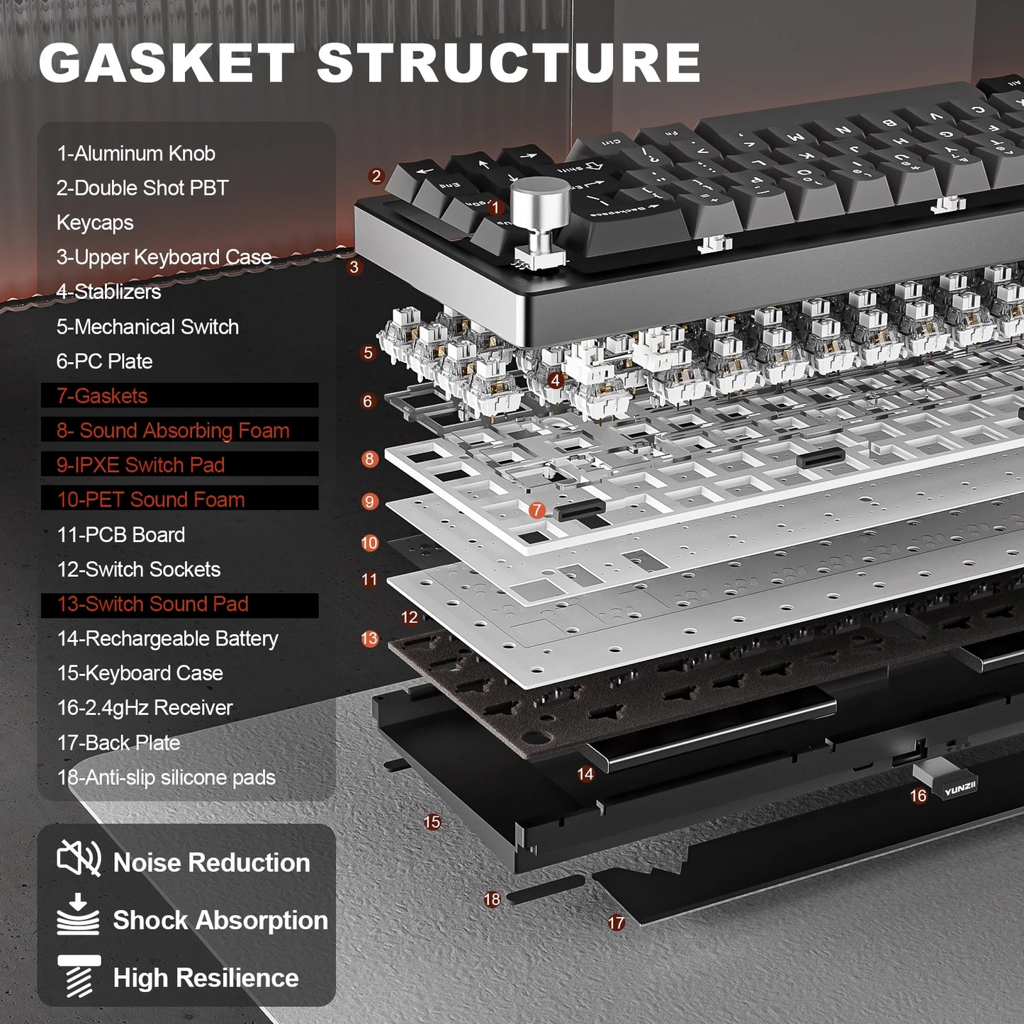 YUNZII AL68 Wireless Custom Mechanical Keyboard QMK VIA Knob