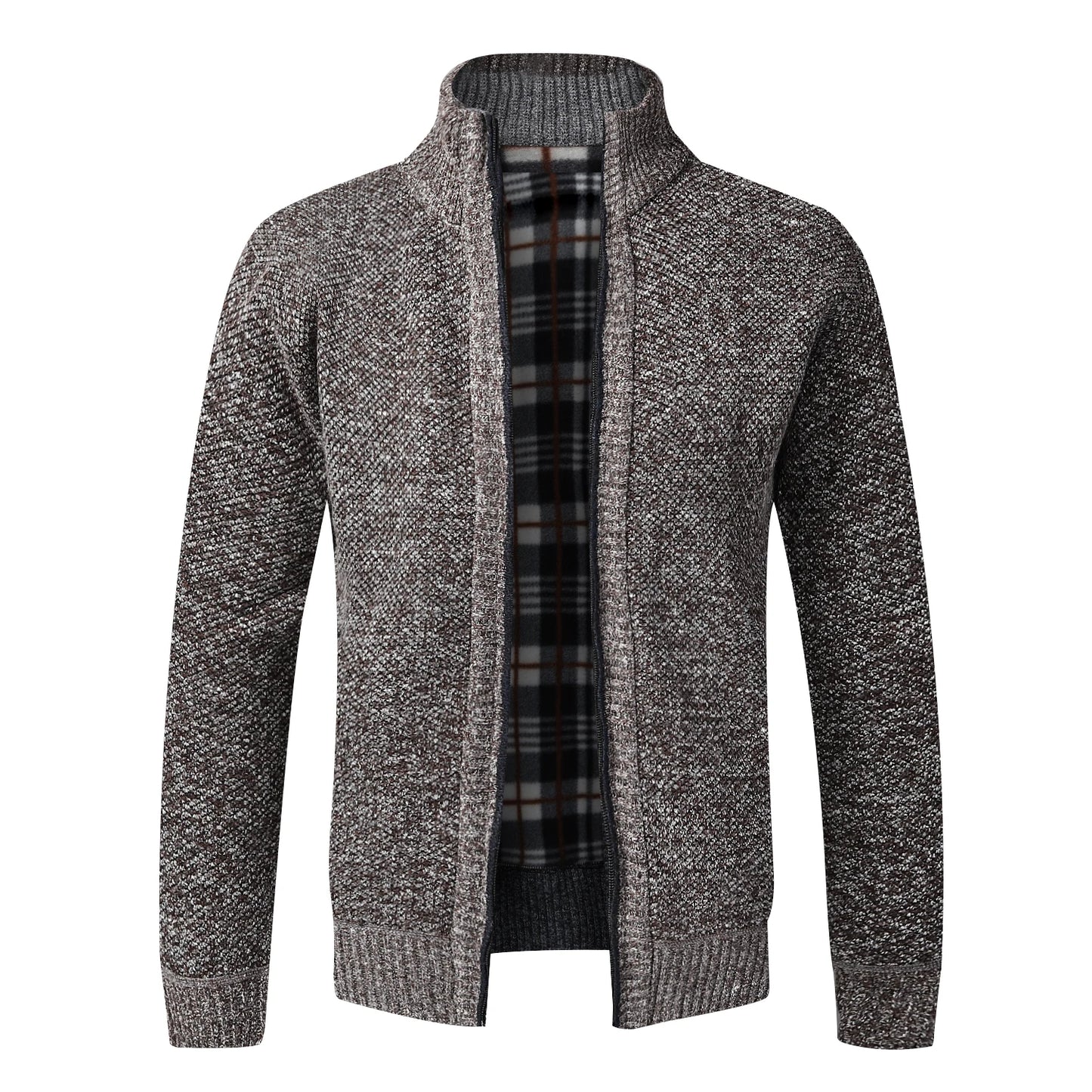 Men Fleece Cardigan Full Zip Knit Sweater Coat Autumn Winter