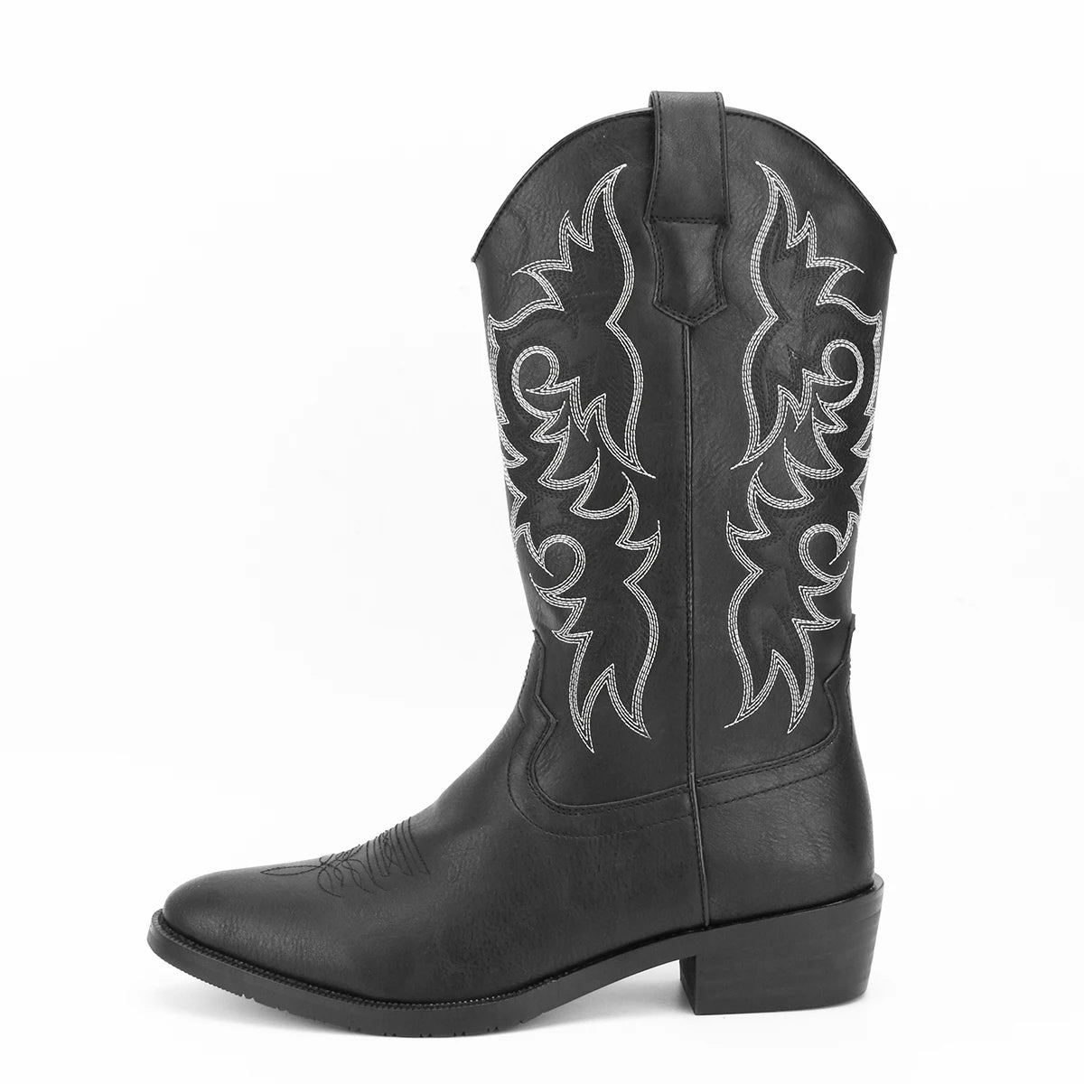 Mens Embroidered Western Desert Cowboy Boots PU Insole