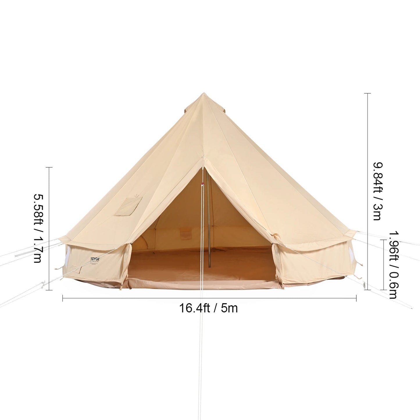 SucceBuy Four Seasons Canvas Bell Tent With Stove Vent Camping