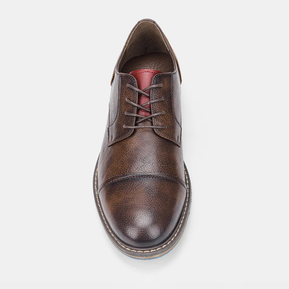 Hecrafted Retro Leather Cap Toe Oxford Mens Casual Shoes