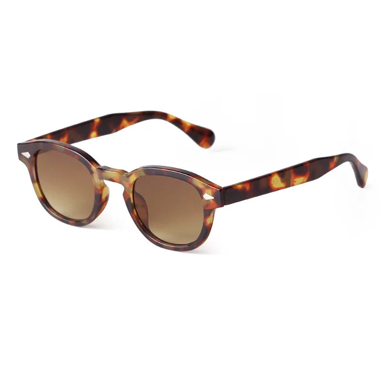 RPXBGUCKARHG Vintage Shell Round Sunglasses Unisex UV400 Rivet Design