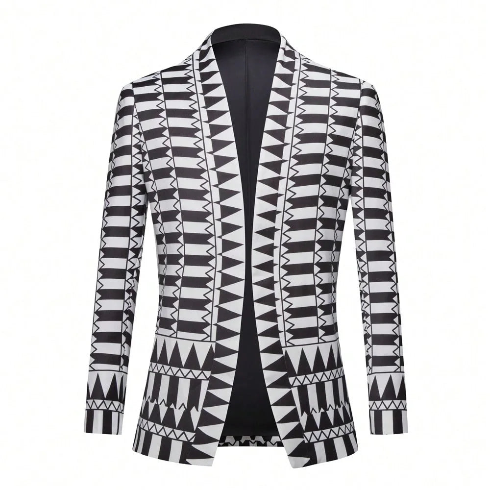 Mens Notched Lapel Blazer For Casual Business Wear In Polyester