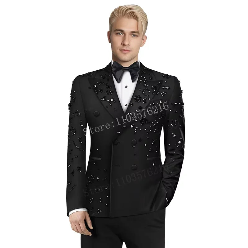 Olibexley Slim Fit Double Breasted Tuxedo For Wedding Groom