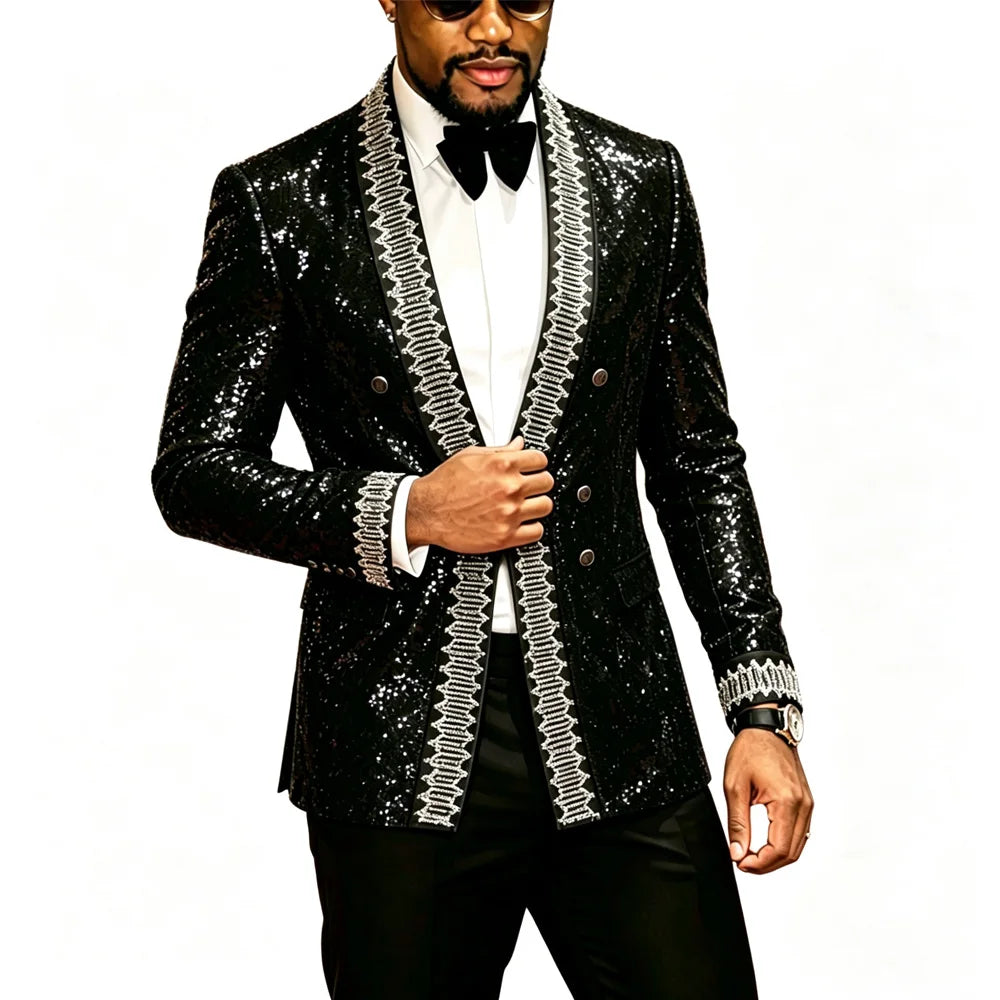 Premium Men Sequined Suit Blazer Stage Performance Jacket