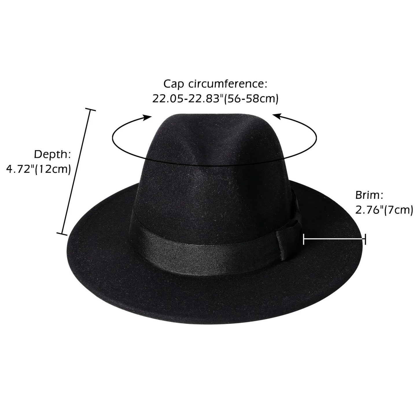 Classic Wide Brim Fedora Hat Wool Felt Jazz Unisex