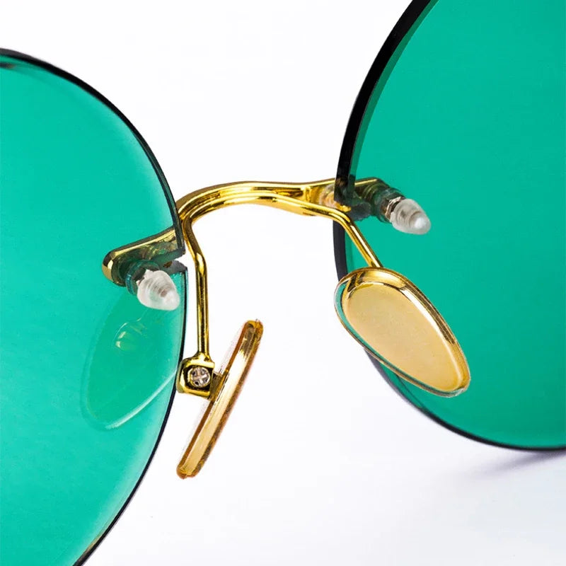 Fashion Classic Rimless Sunglasses Retro Round Unisex Eyewear Crystal Lenses