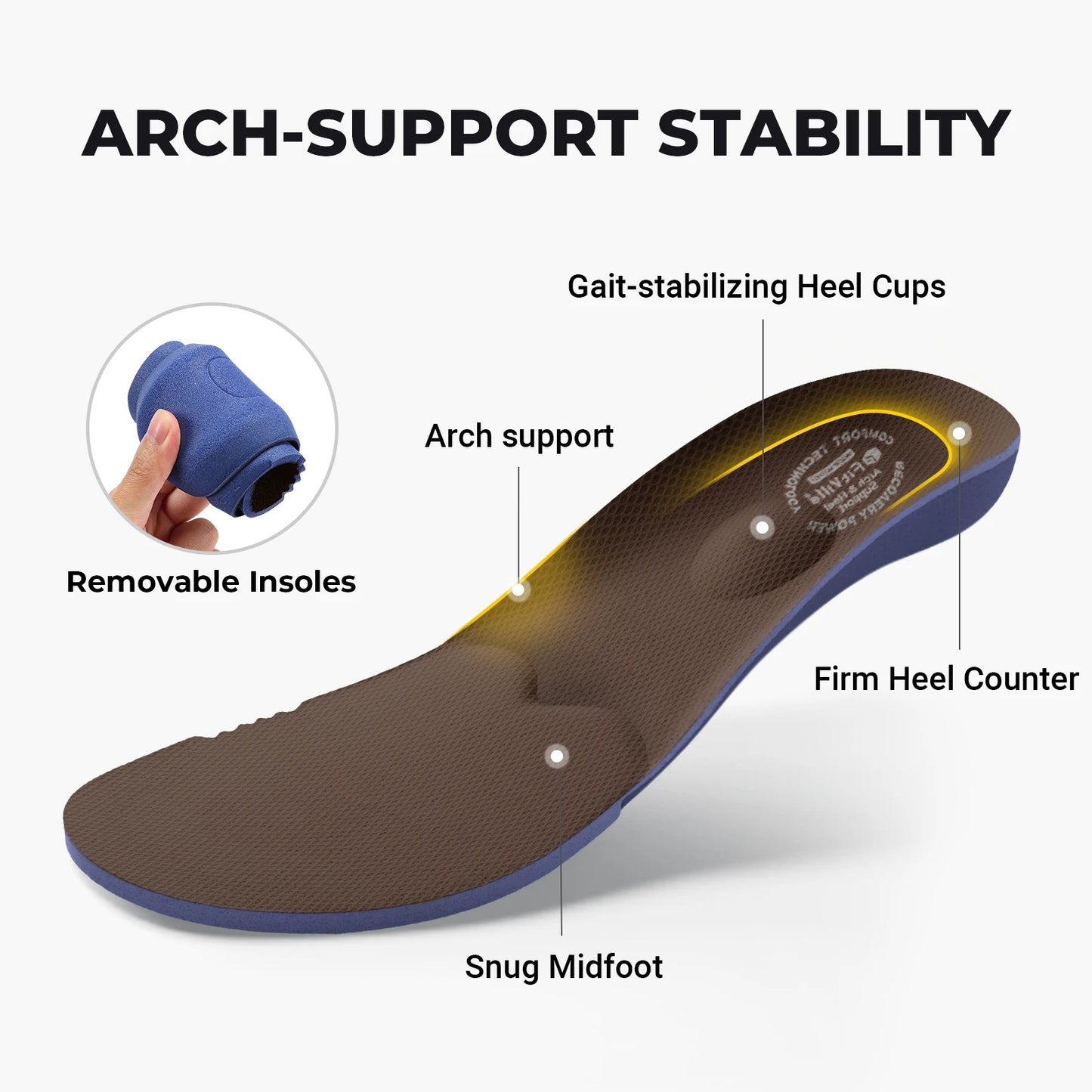 FitVille Mens Hiking Running Sneakers With Built In Arch Support