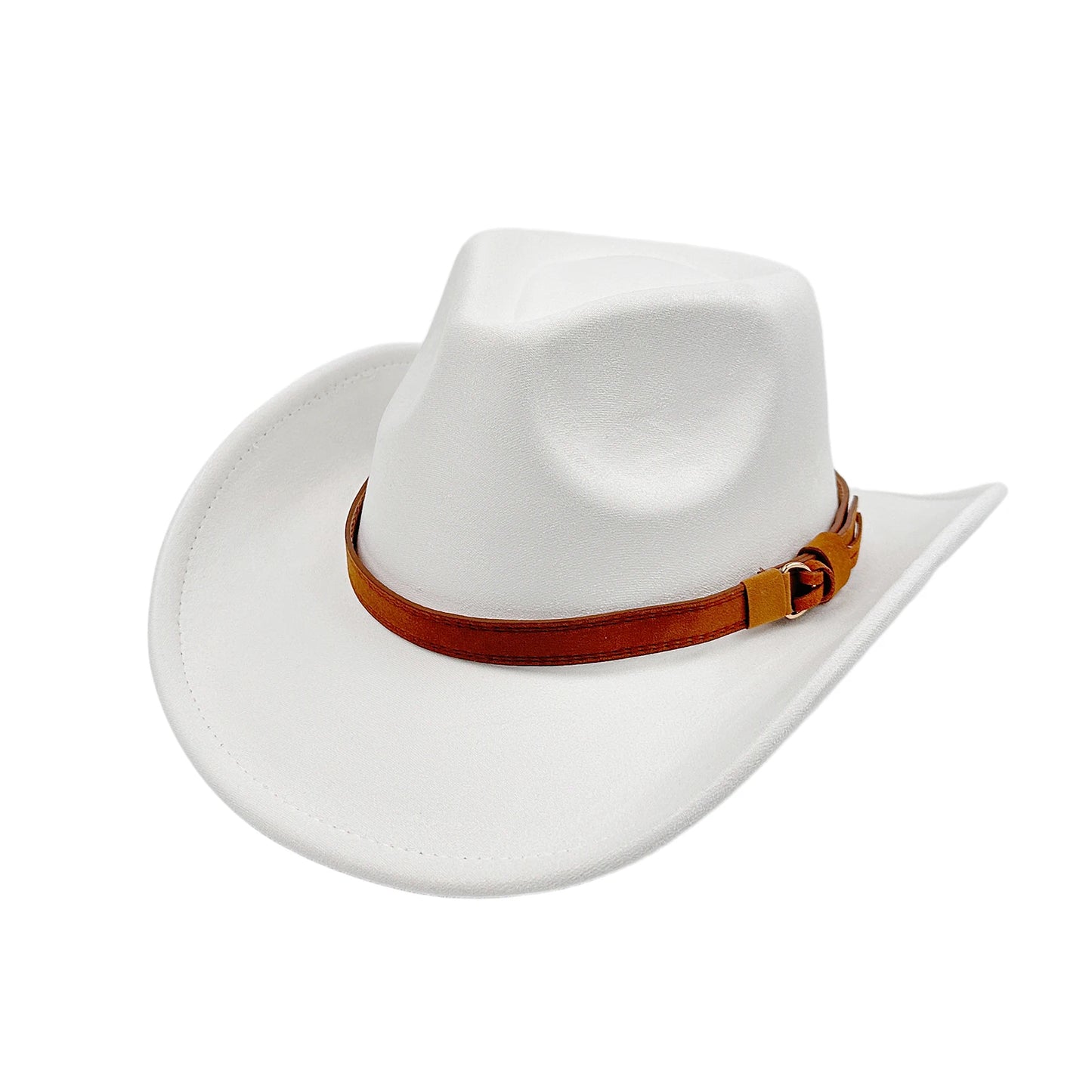 Unisex Faux Suede Western Cowboy Hat With Faux Leather Belt